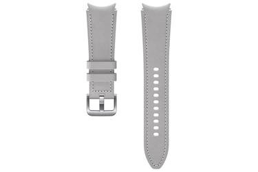  Samsung Galaxy Watch 4 & Watch 5 Classic Hibrit Deri Kordon (20mm, M/L) - Gümüş